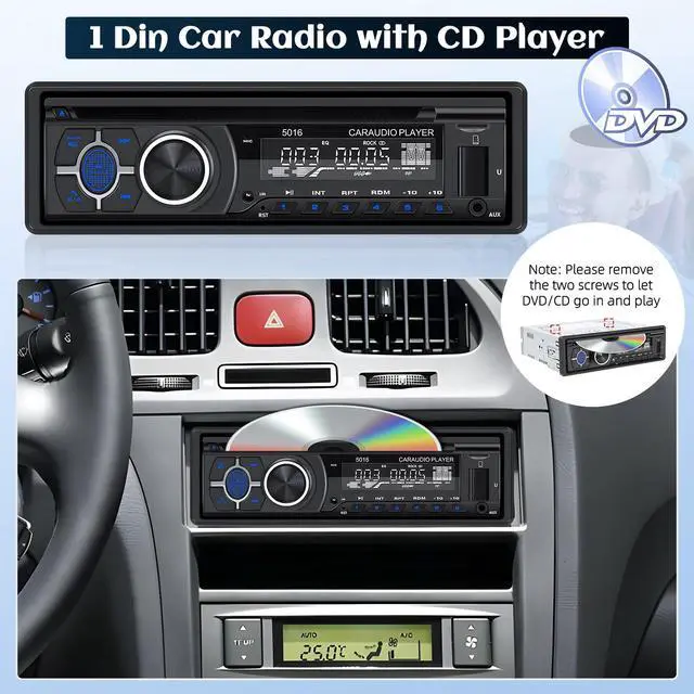 Alt view image 2 of 6 - Single Din Car Radio CD Player,Car DVD Player with Bluetooth Hands-Free Calling Car Stereo MP3 Car Player Car Audio Receivers with AM/FM Radio,VCD,DVD,USB/SD Card/AUX-in MP3