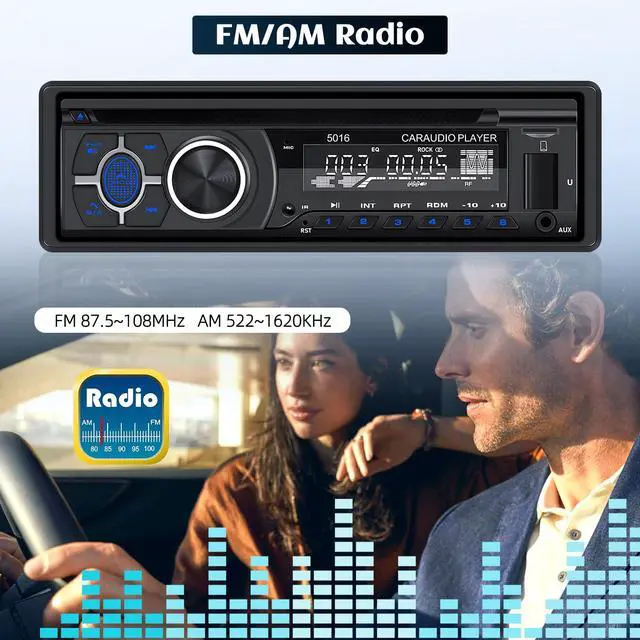 Alt view image 4 of 6 - Single Din Car Radio CD Player,Car DVD Player with Bluetooth Hands-Free Calling Car Stereo MP3 Car Player Car Audio Receivers with AM/FM Radio,VCD,DVD,USB/SD Card/AUX-in MP3