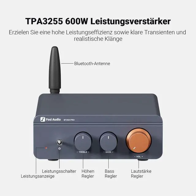 Alt view image 2 of 7 - 48V 5A Power Adapter Supply and BT20A Pro 300W x2 TPA3255 Bluetooth 5.0 Home Audio Stereo 2 Channel Amplifier