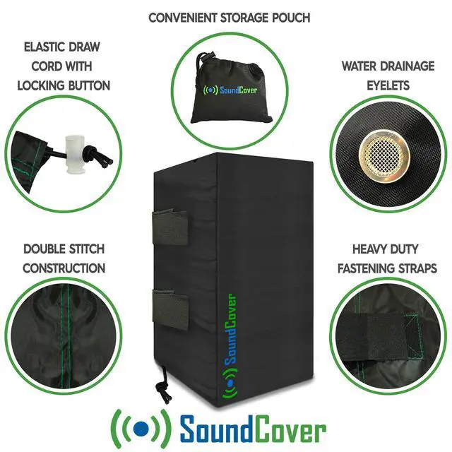 Alt view image 3 of 6 - The Original Light Outdoor Speaker Covers for C-Bracket Mounted Speakers Premium 210T Polyester with Silver UV Protective Coating Water-Resistant, All-Weather Protection Medium Size (Set of 2)