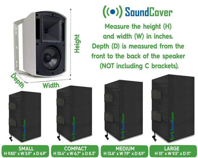 Alt view image 6 of 6 - The Original Light Outdoor Speaker Covers for C-Bracket Mounted Speakers Premium 210T Polyester with Silver UV Protective Coating Water-Resistant, All-Weather Protection Medium Size (Set of 2)