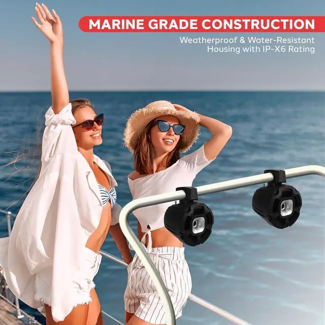 Alt view image 2 of 7 - Waterproof Speakers Setup, 6.5" Outdoor Speaker Pair with 1300 W Power, UTV Sound for Off-Road Use, Marine Setup for Boats, Wired Audio System for ATV and All-Terrain Entertainment