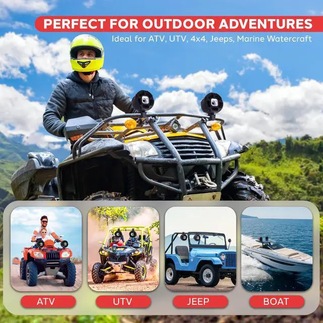 Alt view image 4 of 7 - Waterproof Speakers Setup, 6.5" Outdoor Speaker Pair with 1300 W Power, UTV Sound for Off-Road Use, Marine Setup for Boats, Wired Audio System for ATV and All-Terrain Entertainment