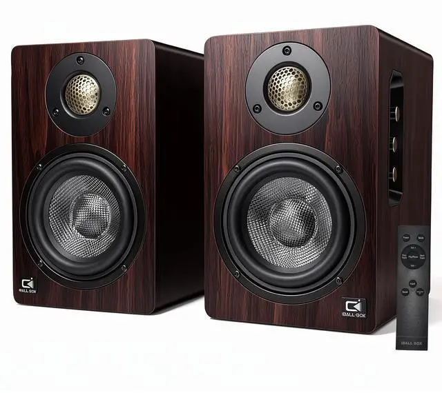 Main image of H3 Powered Bluetooth Bookshelf Speakers, 100W | Carbon Fiber Woofer, Silk-Dome Tweeter, 24-Bit Optical/USB-C DAC/AUX, PC/Computer/Turntable/Record Player/TV Compatible