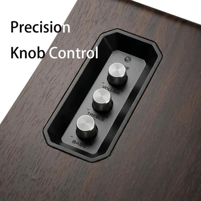 Alt view image 3 of 6 - H3 Powered Bluetooth Bookshelf Speakers, 100W | Carbon Fiber Woofer, Silk-Dome Tweeter, 24-Bit Optical/USB-C DAC/AUX, PC/Computer/Turntable/Record Player/TV Compatible