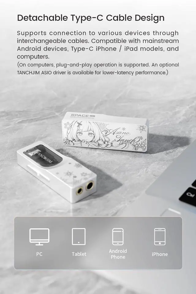 Alt view image 7 of 7 - Space PRO Gaming AMP, Portable USB DAC Support Mic&Virtual 5.1/7.1 | Dual DS43198, PCM32bit/768KHz, DSD256 High-Performance dongle DAC, Gaming Sound in PC/Mobile APP, 3.5/4.4mm Output Decoder