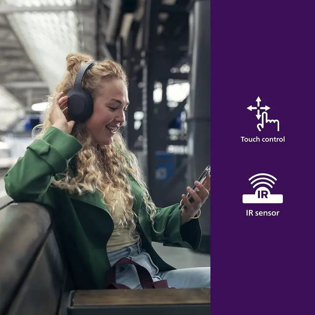 Alt view image 2 of 5 - H8506 Over-Ear Wireless Headphones with Noise Canceling Pro (ANC) and Multipoint Bluetooth Connection, 60 Hours Playtime, (TAH8506BK/00),Black