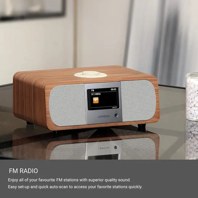 Alt view image 4 of 7 - M3+ Internet Radio, Podcasts,Spotify, Bluetooth, FM Stereo, Walnut | Full colour display, 40 presets, remote control, acoustic wooden cabinet, headphone jack, USB, AUX-in, dual alarms clock