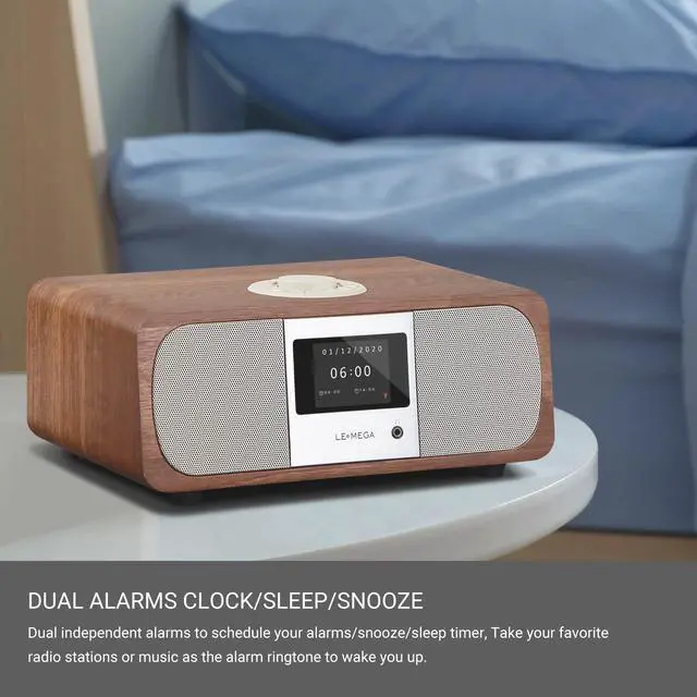 Alt view image 5 of 7 - M3+ Internet Radio, Podcasts,Spotify, Bluetooth, FM Stereo, Walnut | Full colour display, 40 presets, remote control, acoustic wooden cabinet, headphone jack, USB, AUX-in, dual alarms clock