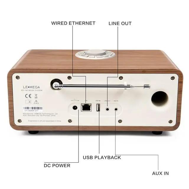 Alt view image 6 of 7 - M3+ Internet Radio, Podcasts,Spotify, Bluetooth, FM Stereo, Walnut | Full colour display, 40 presets, remote control, acoustic wooden cabinet, headphone jack, USB, AUX-in, dual alarms clock