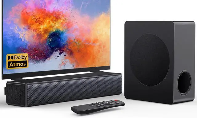 Main image of Sound Bar for Smart TV with Subwoofer, 200W 2.1ch Dolby Atmos Surround Sound System for Home Theater, ARC/Optical/Aux/USB Bluetooth TV Speaker, 3D Bass Adjust, Remote Included