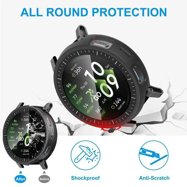 Alt view image 5 of 7 - 6 Pack Case Compatible for Amazfit Active 3 Premium with Tempered Glass Screen Protector, Shockproof Bumper Protective Cover Compatible with Amazfit Active 3 Premium