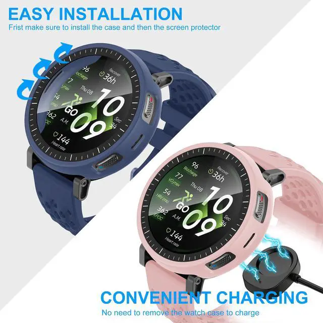 Alt view image 6 of 7 - 6 Pack Case Compatible for Amazfit Active 3 Premium with Tempered Glass Screen Protector, Shockproof Bumper Protective Cover Compatible with Amazfit Active 3 Premium