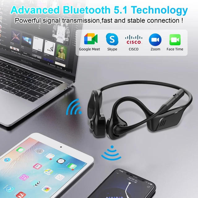 Alt view image 6 of 7 - Open Ear Headphones, Trucker Bluetooth Headset with Upgraded Microphone ENC Noise Cancelling and Mute Button, AptX-LL Wireless Headset for Office Driving Working Home-10 Hrs (Black)