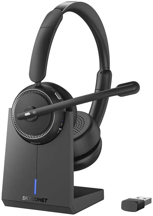 Main image of Wireless Headset with Mic for Work, Bluetooth Headset with Noise Canceling Mic & Charging Base, Wireless Headphones with Mic for Remote Workers/Call Center/PC/Laptop/Computer/Home/Office/Zoom/Teams