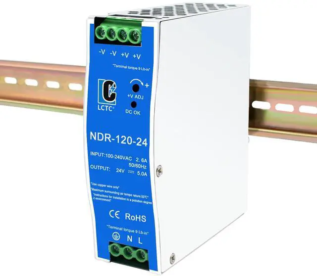 Main image of 24Vdc Power Supply NDR 120W;Dual Output (Input:100-240VAC,Output:24VDC,50/60HZ) Power Supply Switch Switching Converter DC (24V 5A)