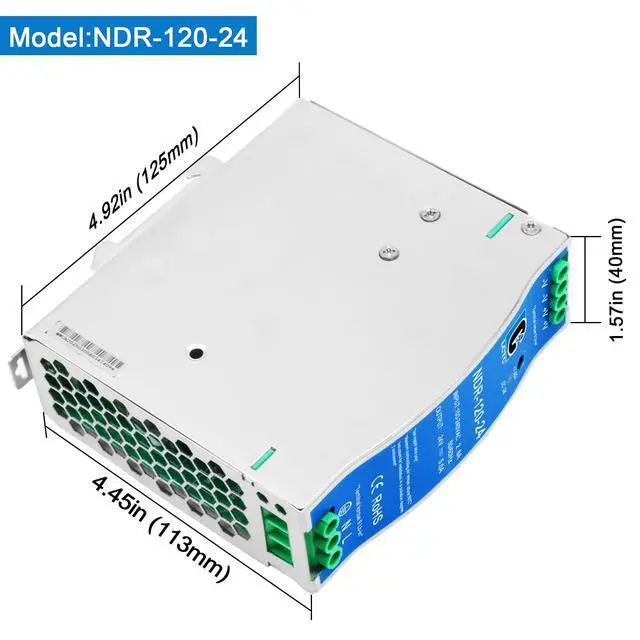 Alt view image 2 of 7 - 24Vdc Power Supply NDR 120W;Dual Output (Input:100-240VAC,Output:24VDC,50/60HZ) Power Supply Switch Switching Converter DC (24V 5A)
