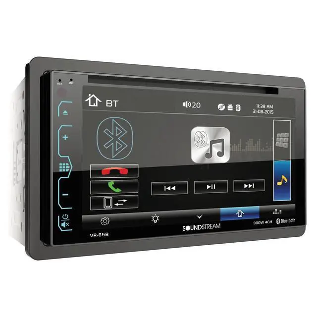 Alt view image 3 of 3 - VR-65B Double-DIN Bluetooth DVD/CD/AM/FM in-Dash Car Stereo with 6.2" Smart Sense Screen