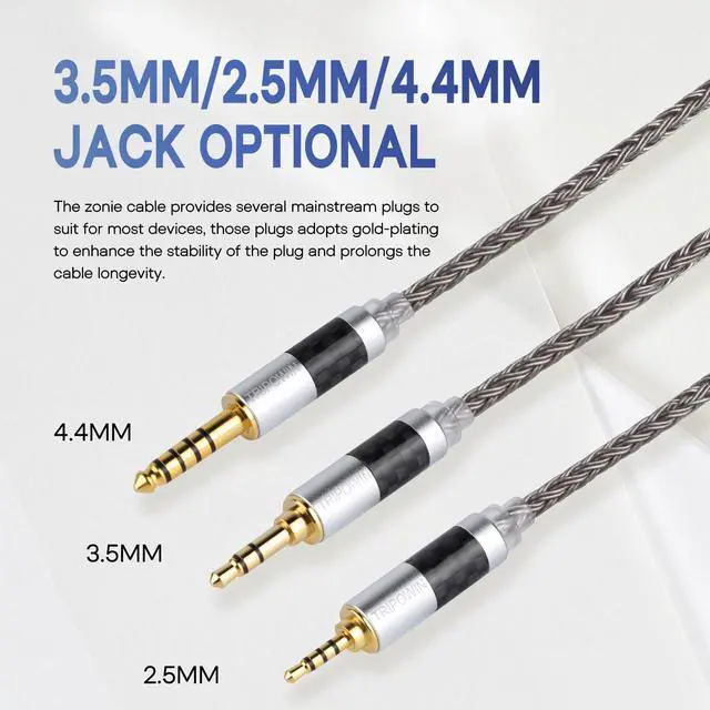 Alt view image 5 of 7 - Tripowin Zonie 16 Core Silver Plated IEM Cable, MMCX, 3.5mm Plug | 1.25m SPC in Ear Monitor Wire, Earphone Upgraded Cords for 7HZ Timeless AE TINHIFI T2 PRO T3 T4, Grey