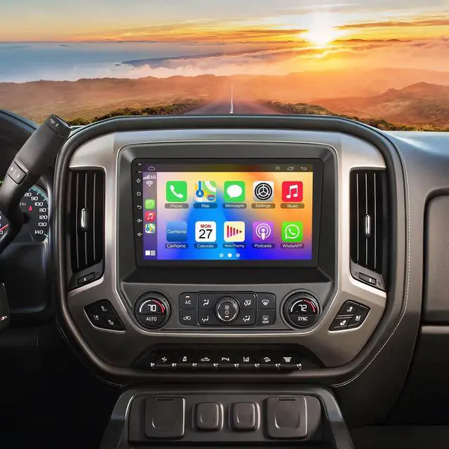 Main image of 10.2 Inch QLED Carplay Screen for Chevrolet Silverado & GMC Sierra 2014-2018(Without Bo-seSystem),Android 13 Silverado Radio Stereo Support Wireless Carplay &Android Auto,Bluetooth&GPS,FM Radio