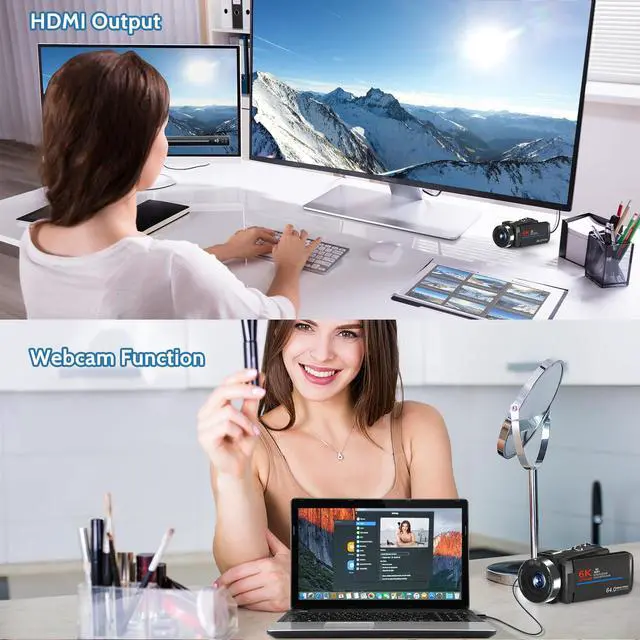 Alt view image 4 of 7 - Video Camera 6K 64MP UHD WiFi Vlogging Cameras for YouTube with 32GB Card | Recording Camera 18X Digital Zoom IR Night Vision 3.0'' Touch Screen Camcorder with Microphone, Remote, Two Batteries