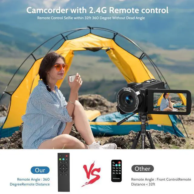Alt view image 5 of 7 - Video Camera 6K 64MP UHD WiFi Vlogging Cameras for YouTube with 32GB Card | Recording Camera 18X Digital Zoom IR Night Vision 3.0'' Touch Screen Camcorder with Microphone, Remote, Two Batteries