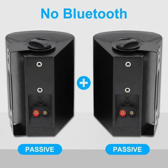 Alt view image 4 of 6 - 4 Inches Passive Outdoor Speakers with 200Watt Powerful Bass Expansive Stereo Sound Coverage All-Weather Durability (Pair, Black)