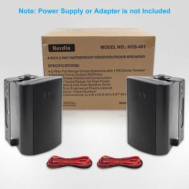 Alt view image 5 of 6 - 4 Inches Passive Outdoor Speakers with 200Watt Powerful Bass Expansive Stereo Sound Coverage All-Weather Durability (Pair, Black)