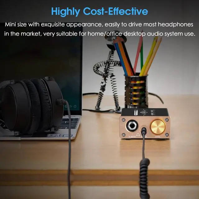 Alt view image 3 of 7 - U3 PRO HiFi Mini Class A Headphone Amplifier High-Power Desktop Amp for 18-600 Headphones, 1500mW Output, 3.5mm & 6.35mm Jacks, DC 5V