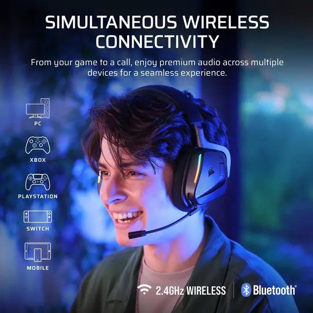 Alt view image 2 of 7 - Void v2 MAX Wireless Multiplatform Gaming Headset for Xbox Series X|S, Xbox One, PC, PS5, PS4, Switch 2, Mobile - Simultaneous 2.4GHz+Bluetooth, 70Hr Battery, Clear Microphone - Carbon