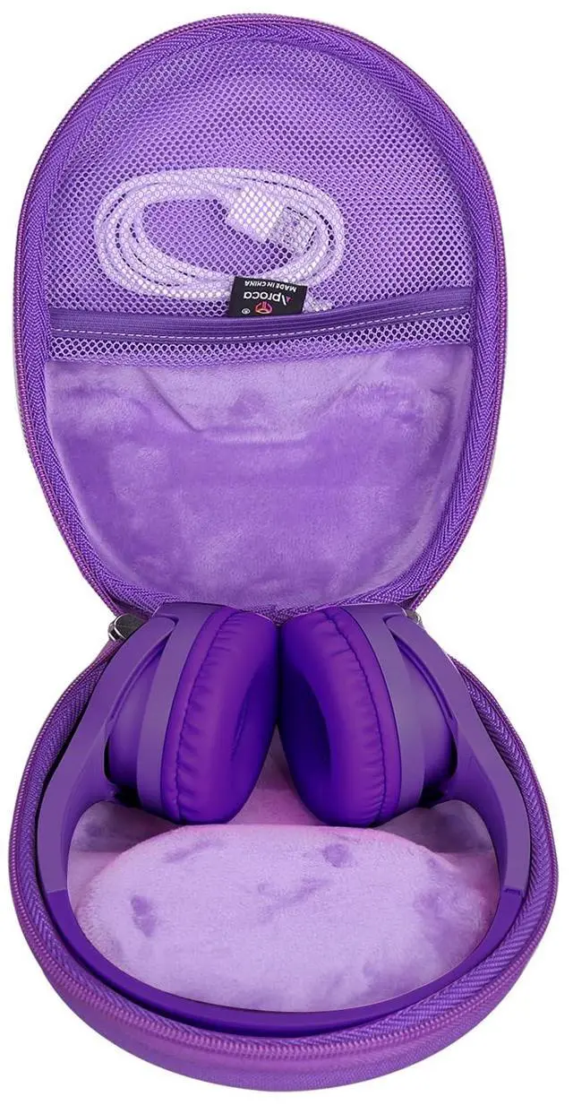 Main image of Kids Headphones Case Compatible with Belkin SoundForm Mini - Wireless Bluetooth Headphones, Portable Bag - Purple (Case Only)
