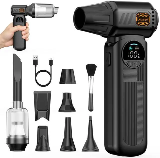 Main image of B50 Compressed Air Duster & Vacuum Cleaner, 150,000RPM Turbo Fan with Smart Display & Variable Speed Control, Mini Cordless Electric Air Duster Rechargeable Blower for PC Computer Car Home - Black