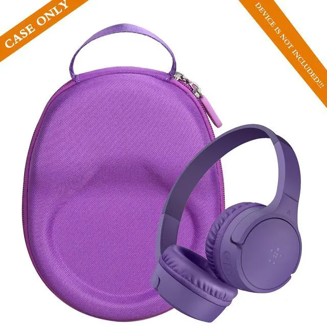 Alt view image 5 of 7 - Kids Headphones Case Compatible with Belkin SoundForm Mini - Wireless Bluetooth Headphones, Portable Bag - Purple (Case Only)