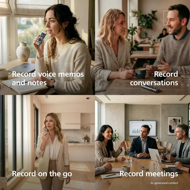 Alt view image 4 of 7 - DVT2075 VoiceTracer, Audio Recorder, MP3 and PCM, Microphones, Rich Stereo Sound. Sembly AI Trial License: Transcription, AI Created Summaries, AI Powered Meeting Insights