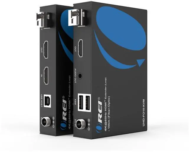 Main image of KVM HDMI Extender Over Fiber Optic 10 KM 4K@60Hz Loop Out Dolby Vision | Fiber Optic HDMI Extender 18Gbps, HDCP 2.2, HDR10+, USB 1.1 KVM, Audio De-Embedding, EDID Management