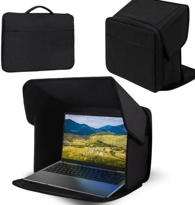 Main image of 4-in-1 Laptop Sun Shade Hood,Screen Privacy Cover Sun, Anti-Glare, Heat & Contrast Protection,Fits 13-17" Laptops, Freestanding with Pocket,Fits Working Outside,Travel, Beach