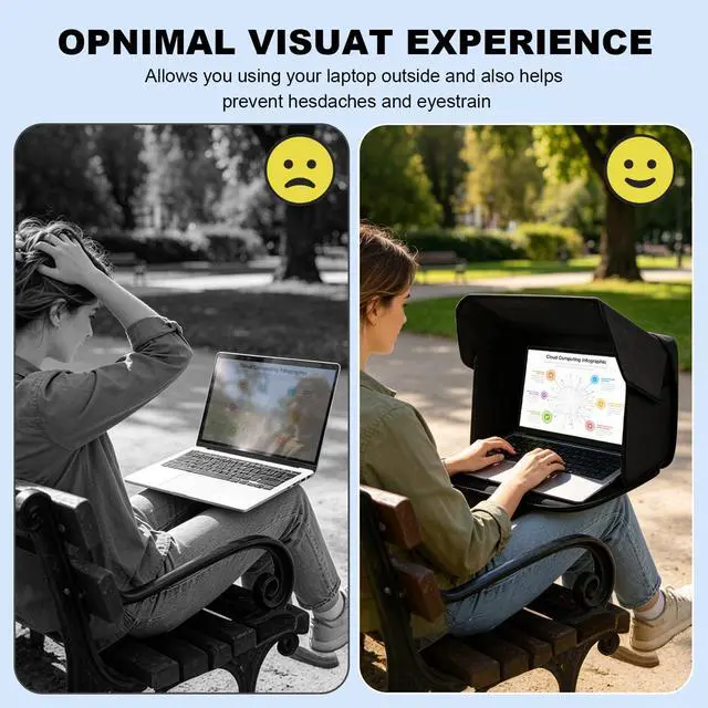 Alt view image 3 of 7 - 4-in-1 Laptop Sun Shade Hood,Screen Privacy Cover Sun, Anti-Glare, Heat & Contrast Protection,Fits 13-17" Laptops, Freestanding with Pocket,Fits Working Outside,Travel, Beach