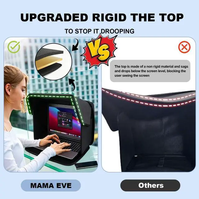 Alt view image 5 of 7 - 4-in-1 Laptop Sun Shade Hood,Screen Privacy Cover Sun, Anti-Glare, Heat & Contrast Protection,Fits 13-17" Laptops, Freestanding with Pocket,Fits Working Outside,Travel, Beach