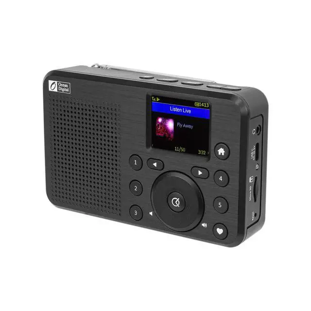 Alt view image 6 of 7 - Ocean Digital WR-18 Handheld Portable Internet Radio, FM, Bluetooth Speaker, Micro SD, Rechargeable, 5 Preset Buttons, Dimmer, Auto-Off Timer, Color Display