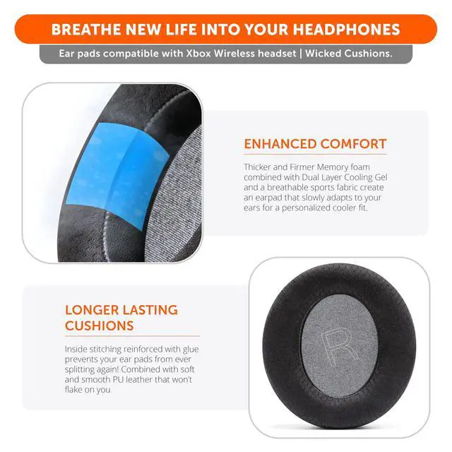 Alt view image 4 of 7 - Freeze Xbox Wireless - Cooling Gel Earpads for Xbox Wireless Gaming Headset by Wicked Cushions - Boost Comfort, Thickness, & Sound Isolation for Epic Gaming | Black