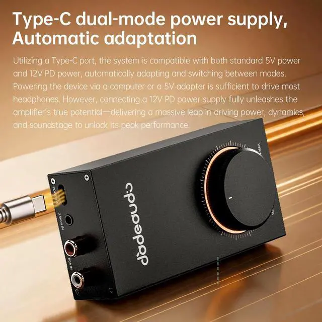 Alt view image 6 of 7 - JadeAudio GIGAS 1 Desktop Headphone Amplifier, 4600mW High-Power Balanced Output, Class AB Discrete Circuit, 4.4mm & 3.5mm Amp for Planar & High-Impedance Headphones (Black)