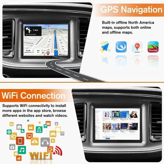 Alt view image 4 of 6 - Car Radio Stereo for Dodge Charger Challenger 2015 2016 2017 2018 2019 with 8.4 Inch Touch Screen Wireless CarPlay Android Auto Bluetooth WiFi SWC