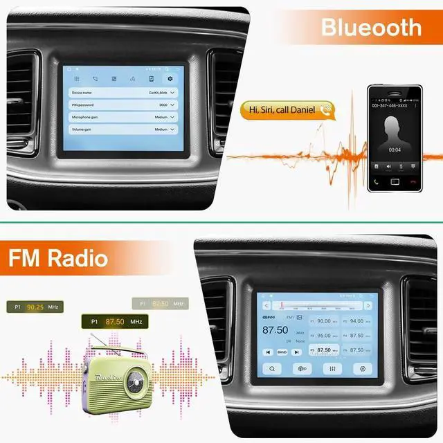 Alt view image 5 of 6 - Car Radio Stereo for Dodge Charger Challenger 2015 2016 2017 2018 2019 with 8.4 Inch Touch Screen Wireless CarPlay Android Auto Bluetooth WiFi SWC