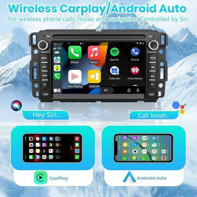 Alt view image 3 of 6 - 5GWiFi Car Radio for Chevy Silverado GMC Sierra Yukon 2007-2013 with Camera | Android Touch Screen Radio for Chevy Silverado 1500 GMC Sierra, Carplay Android Auto, Bluetooth GPS Navigation
