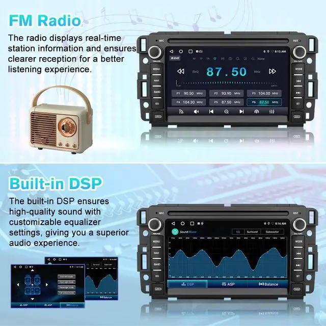 Alt view image 5 of 6 - 5GWiFi Car Radio for Chevy Silverado GMC Sierra Yukon 2007-2013 with Camera | Android Touch Screen Radio for Chevy Silverado 1500 GMC Sierra, Carplay Android Auto, Bluetooth GPS Navigation