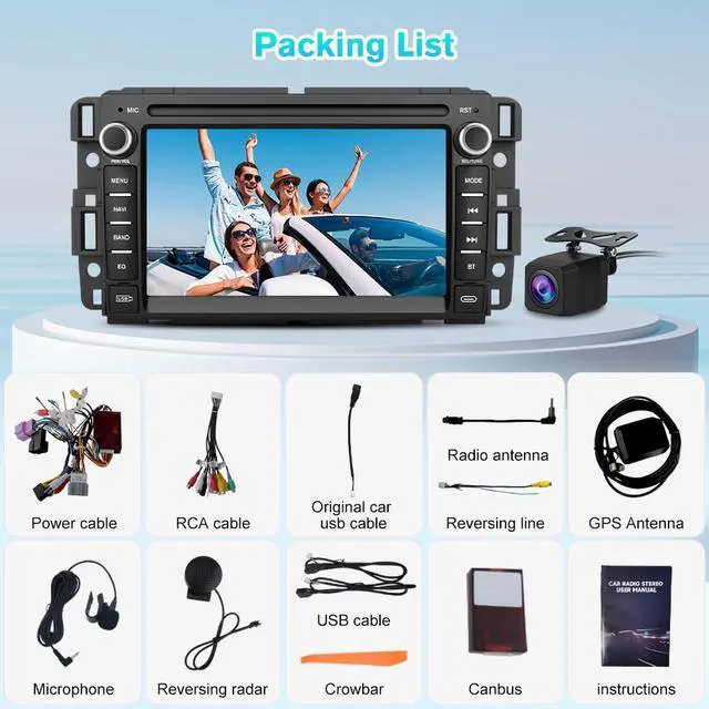 Alt view image 6 of 6 - 5GWiFi Car Radio for Chevy Silverado GMC Sierra Yukon 2007-2013 with Camera | Android Touch Screen Radio for Chevy Silverado 1500 GMC Sierra, Carplay Android Auto, Bluetooth GPS Navigation