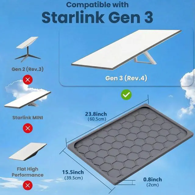 Alt view image 2 of 7 - Silicone Starlink Gen 3 Cover, Protective Case for Starlink Gen 3 Standard/Residential Dish, Waterproof UV & Hail Resistant, Signal-Friendly Heat Dissipation, Easy Tool-Free Install (Grey)