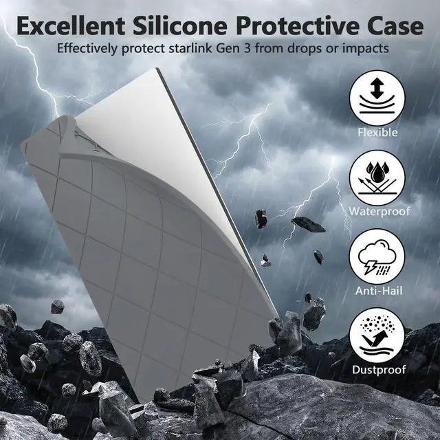 Alt view image 3 of 7 - Silicone Starlink Gen 3 Cover, Protective Case for Starlink Gen 3 Standard/Residential Dish, Waterproof UV & Hail Resistant, Signal-Friendly Heat Dissipation, Easy Tool-Free Install (Grey)