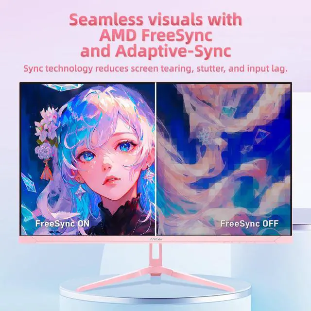 Alt view image 6 of 7 - 24 inch 200Hz Gaming Monitor, FHD 1080P Fast IPS PC Gaming Monitor, 1ms, freesync, 99% sRGB, USB/DisplayPort/HDMI/Eye Care/VESA Mountable-Pink