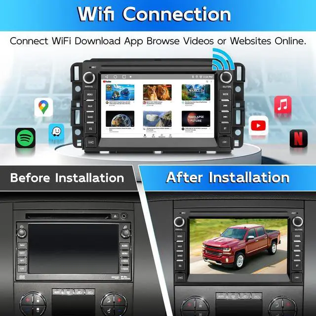 Alt view image 5 of 7 - Car Radio for Chevy Silverado 2007-2013 with Carplay Backup Camera | Radio for Chevy Silverado 1500 Tahoe GMC Sierra Yukon with Carplay Android Auto Backup Camera,2GB 64GB